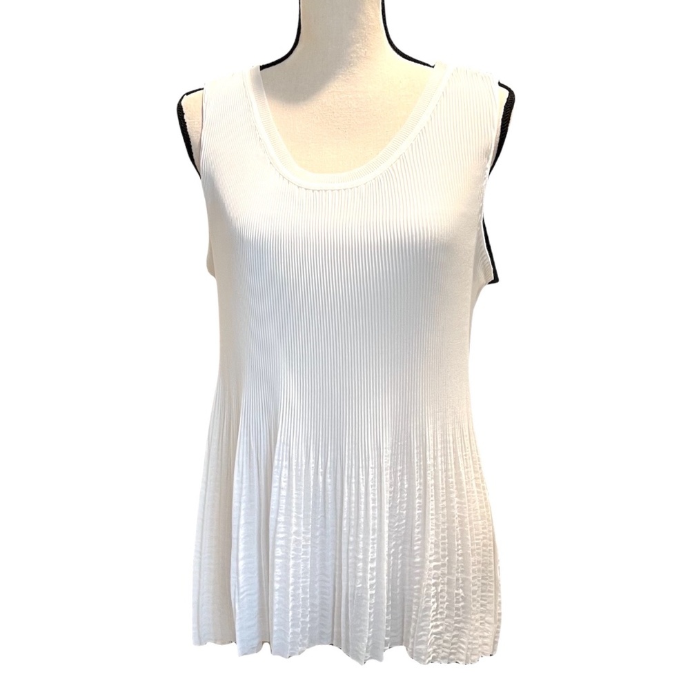 ELIE TAHARI LIBERTY BLOUSE WHITE PLEATED TANK TOP - NWT